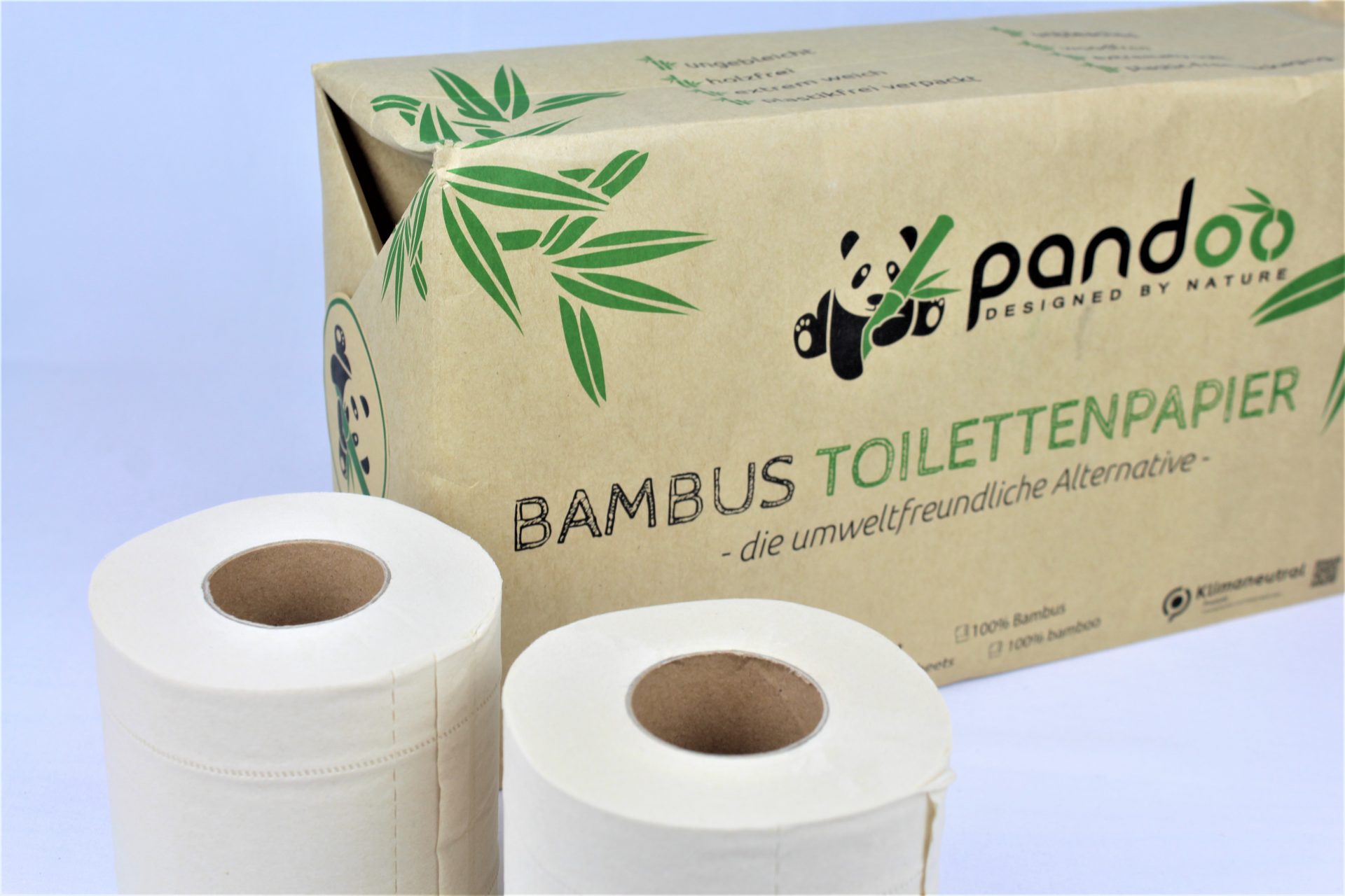 Pandoo 100% Bambus Toilettenpapier trocken WC-Papier Vorratspack 96 Rollen NEU 